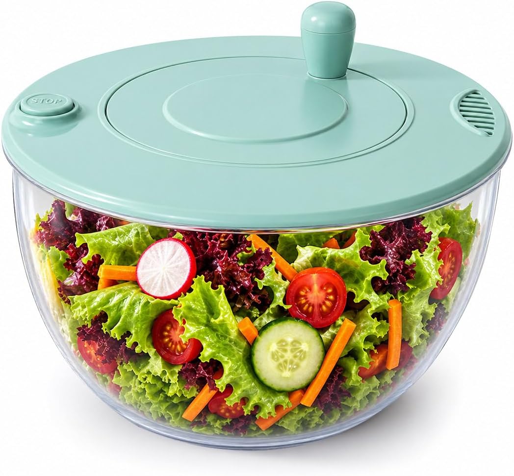 Salad Spinner & Vegetable Cutter, 2-in-1 Drain Bowl & Lettuce Spinner