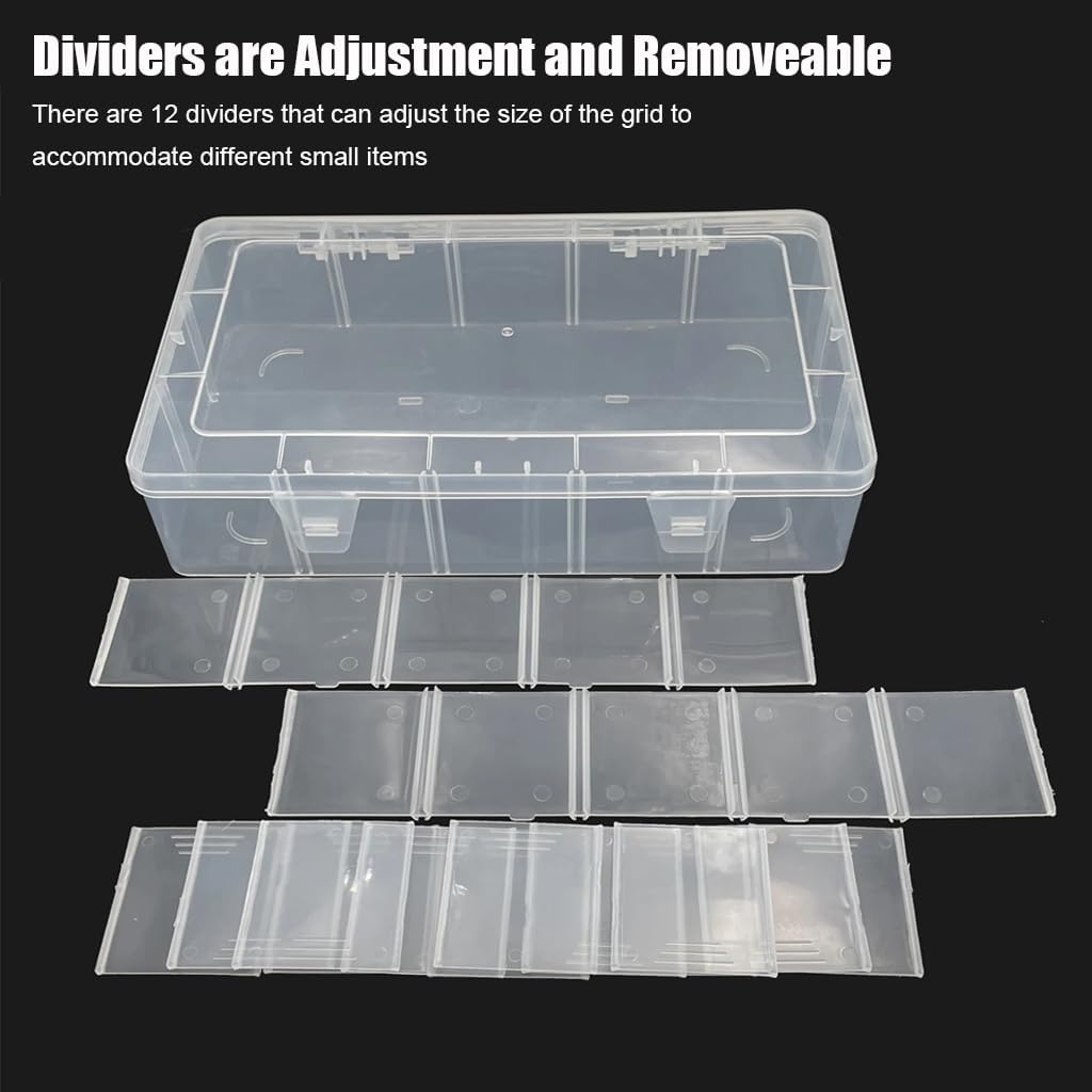2 Pcs 8 Grids Clear Organizer Box Plastic Storage Container with Adjustable Dividers for Electronics Jewelry Beads Art DIY Crafts Fishing Small Parts