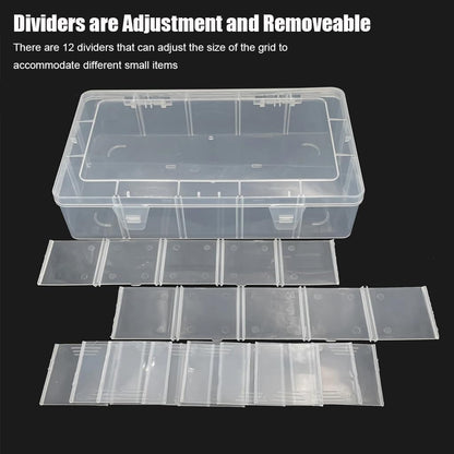 2 Pcs 8 Grids Clear Organizer Box Plastic Storage Container with Adjustable Dividers for Electronics Jewelry Beads Art DIY Crafts Fishing Small Parts