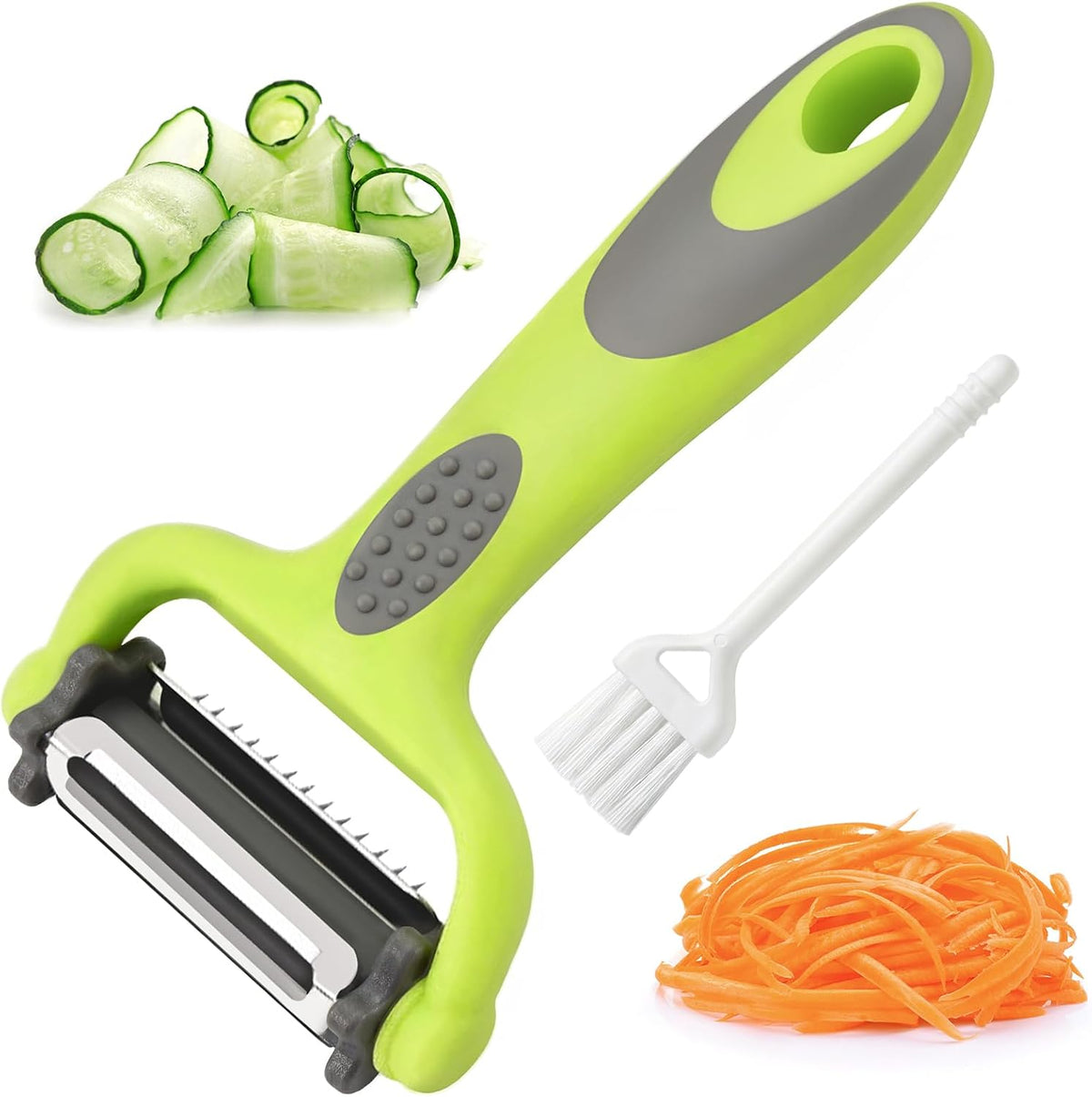 Kitchen Vegetable Peeler, Fruit Carrot Zucchini Cucumber Vegetable, Y Vegetable Peeler 3-in-1 Serrated Blade and Standard Blade Rotation Design, Non-Slip Grip