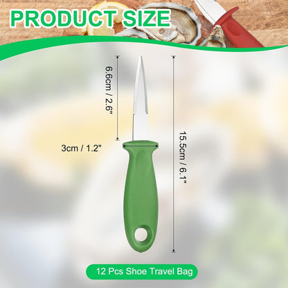 uxcell 12 Pcs Stainless Steel Oyster Shucking Knife, Oyster Shucking Shell Opener Knife Non-Slip for Shellfish Opening Seafood Restaurants Home Use, Green