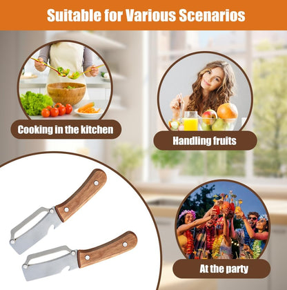 Multi-Functional Vegetable Peeler for Kitchen, Stainless Steel Vegetable and Fruit Peeler with Wooden Handle and Bottle Opener, Peelers for Kitchen, for Fruit Pumpkin Papaya Potato Carrot Apple