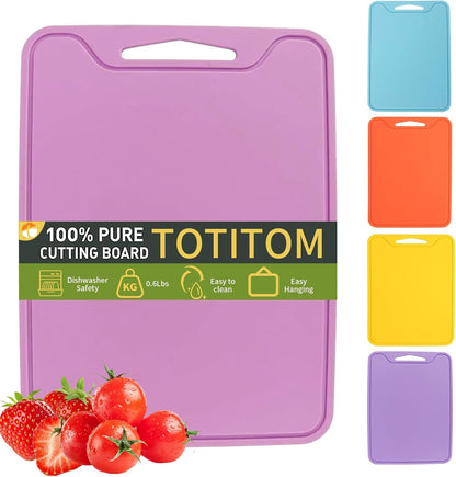 Silicone Cutting Board for Kitchen, 11.8''x 8.6'' Flexible Cutting Boards, BPA Free Non Slip Cutting Mat for Meat, Vegetables and Fruit with Easy Grip Handle, Dishwasher Safe (Deep purple)