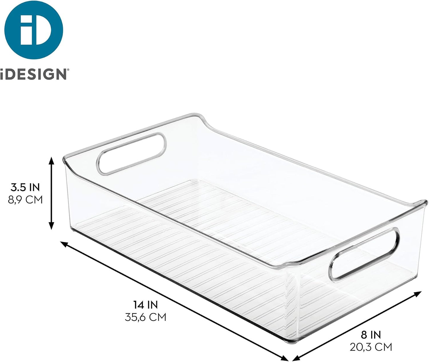 iDesign Stackable Storage Bin with Handles for Pantry or Fridge, Clear, Made in USA