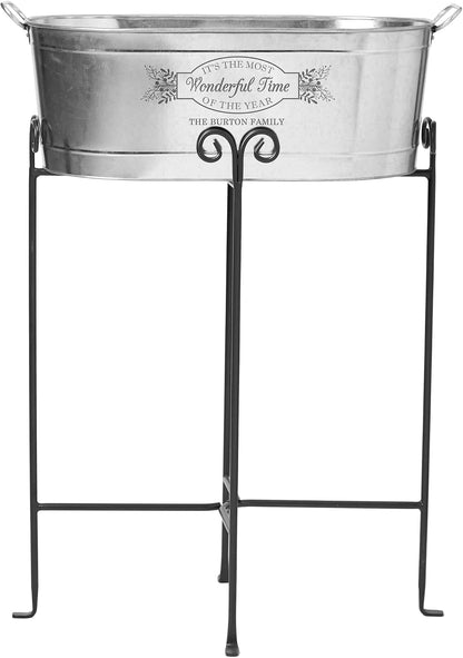 Let's Make Memories Personalized Beverage Tub - Custom Beverage Tub - Customize With Name & initial - Galvanized Drink Tub - 20 ¾"L x 11 ¾"W x 7" H - 5.5 Gallons