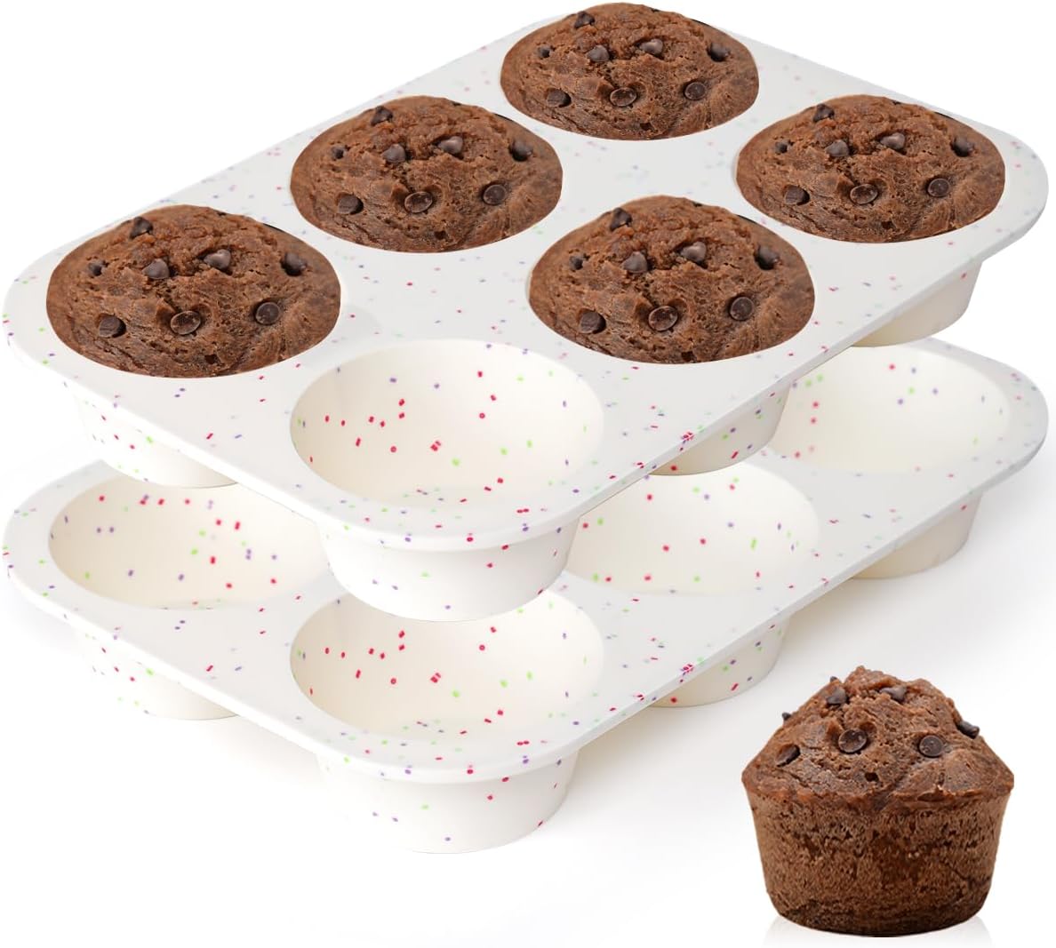 CAKETIME Silicone Mini Muffin Pan, 24 Cups Nonstick Mini Cupcake Pan for Baking Muffin, Cupcake, Egg Bites, Fat Bomb, 1 Pack Confetti