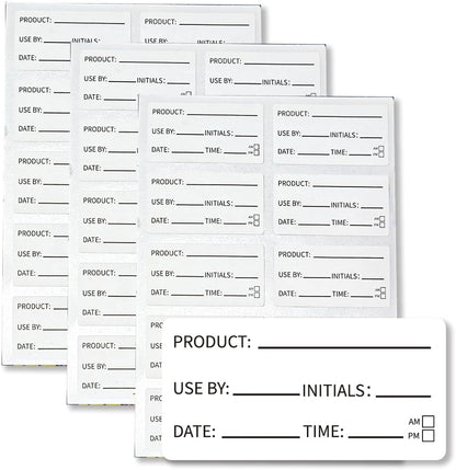 500pcs Write-On Food Rotation Labels 5x2.5cm – Easy Tear Adhesive Stickers for Product/Date/Use by/Time/Initials, Writable and Removable for Kitchen, Restaurant, Storage Containers