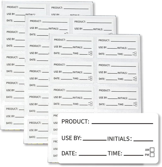 500pcs Write-On Food Rotation Labels 5x2.5cm – Easy Tear Adhesive Stickers for Product/Date/Use by/Time/Initials, Writable and Removable for Kitchen, Restaurant, Storage Containers