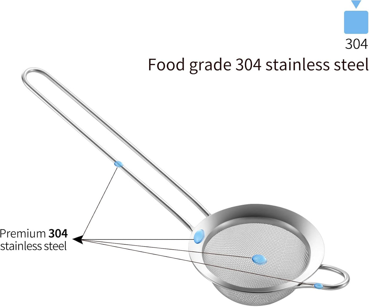 Fine Mesh Strainer with Handle Tea Sifter Stainless Steel Sieve