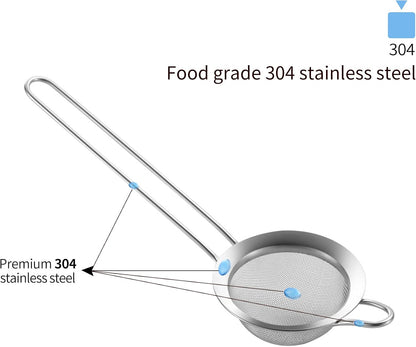 Fine Mesh Strainer with Handle Tea Sifter Stainless Steel Sieve