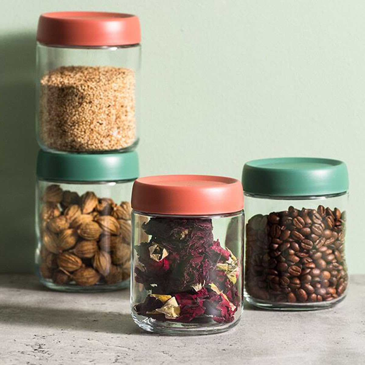 3Pack Overnight Oats Containers with Lids,10oz Glass Jar with Scew Lid,Salad Dressing Fruit Veggies Sauce Snacks Meal Prep Food Containers,Spice Jars,Wide Mouth Storage Containers