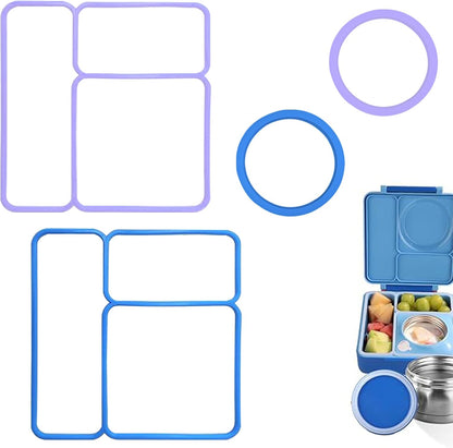 4 pack Lid Seal Gasket For OmieBox,Fit Seal Replacement for Kids Bento Box,Made from Food-Safe Silicone Rubber,Essential Lunch Bento Box Accessories for Kids,Ensures Leak-Proof Freshness(Blue&Purple)