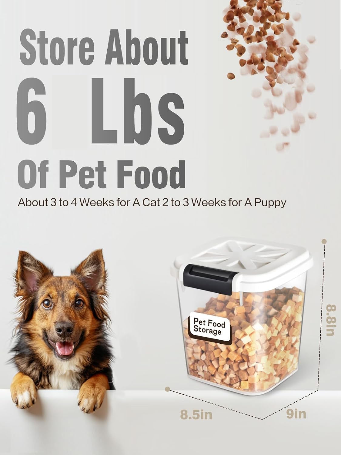 LivLab Mker Dog Food Storage Container - 6L/6KG/10LBS Pet Food Storage Containers With Lids & Scooper, BPA Free Airtight Storage Containers Store Dry Food For Kitchen Pantry