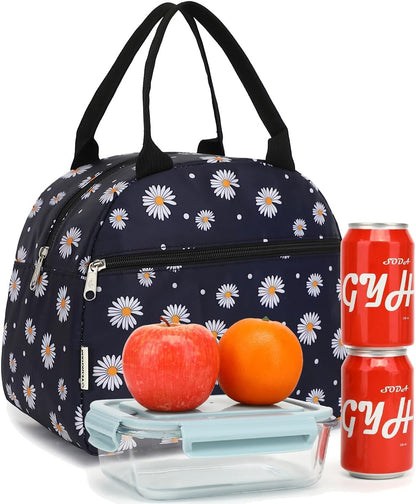 GYEUKHAM Lunch Bag Women, Lunch Box for Adult Men Kids Girls, Small Cute Lunchbox Tote Large Capacity Insulated Lunch Container Cooler for Work School Picnic Travel, Black White Stripes