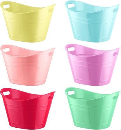 Patelai 6 Pcs Ice Buckets Bulk, Plastic Ice Buckets with Handles, Oval Storage Tub, Large Capacity Drink Tub for Party Bar Wine Beer Champagne Beverage Bottle Cooler(4.5 Liter,Clear)