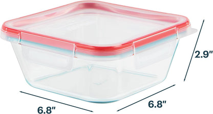 Pyrex Freshlock Glass Food Storage Container, Airtight & Leakproof Plastic Locking Lids, Freezer Dishwasher Microwave Safe, 8 Cup