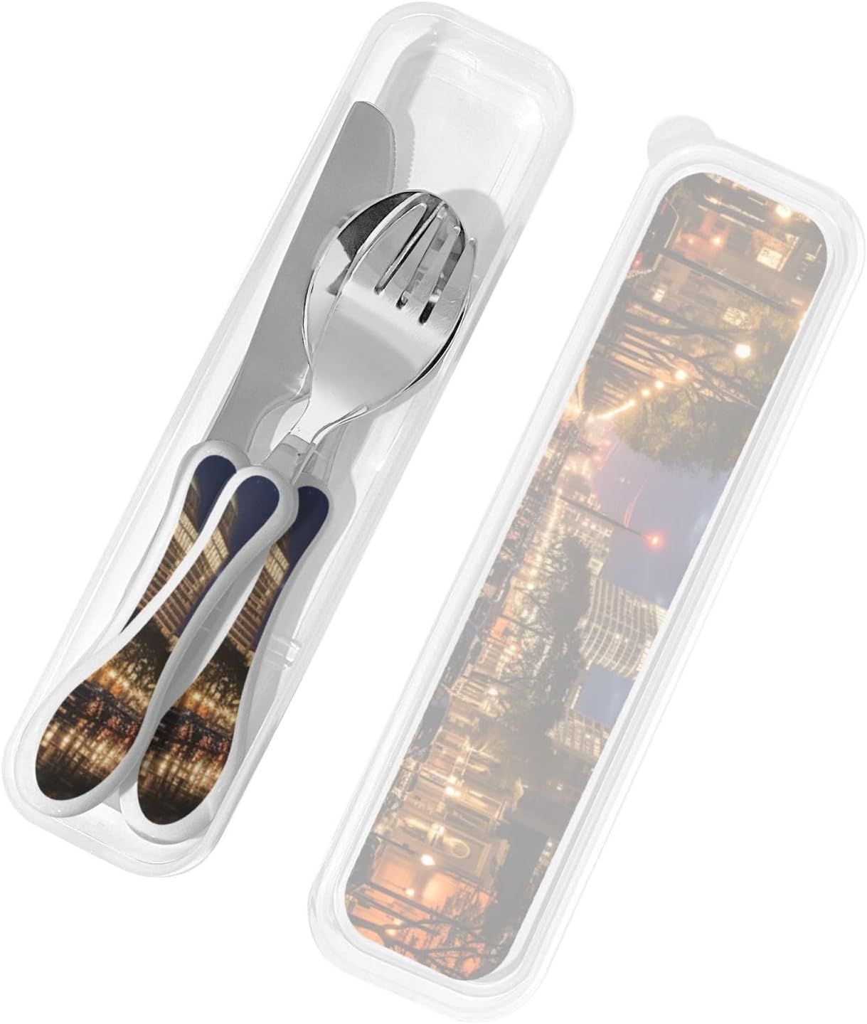 3-Piece Kids Silverware Set With Storage Case, Stainless Steel Reusable Children Safe Knife Spoon Fork Set Easter Bunny Eggs Spring Flower Rabbit Children Flatware Set For Kids Lunch Box