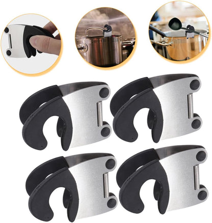 4pcs Stainless Steel Spoon Holder Clip for Pot Cooking