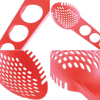Spaghetti Spoon, 3 in 1 Colander Measuring Claw Tool for Kitchen (Red)