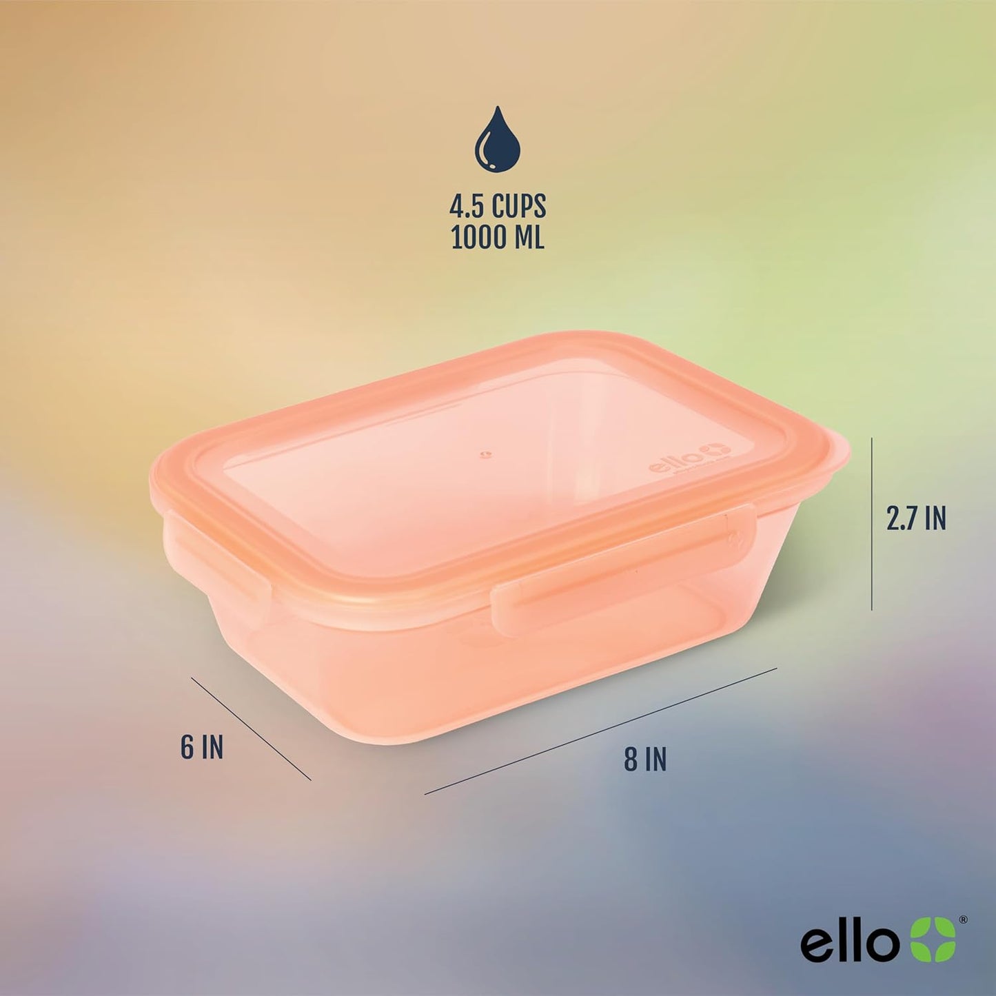 Ello Snap & Nest 10-Piece 4.5 Cup Plastic Meal Prep Set, Reusable Food Containers for Healthy Eating, Freezer, Dishwasher Safe, Berry Fields