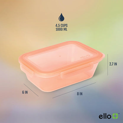 Ello Snap & Nest 10-Piece 4.5 Cup Plastic Meal Prep Set, Reusable Food Containers for Healthy Eating, Freezer, Dishwasher Safe, Berry Fields