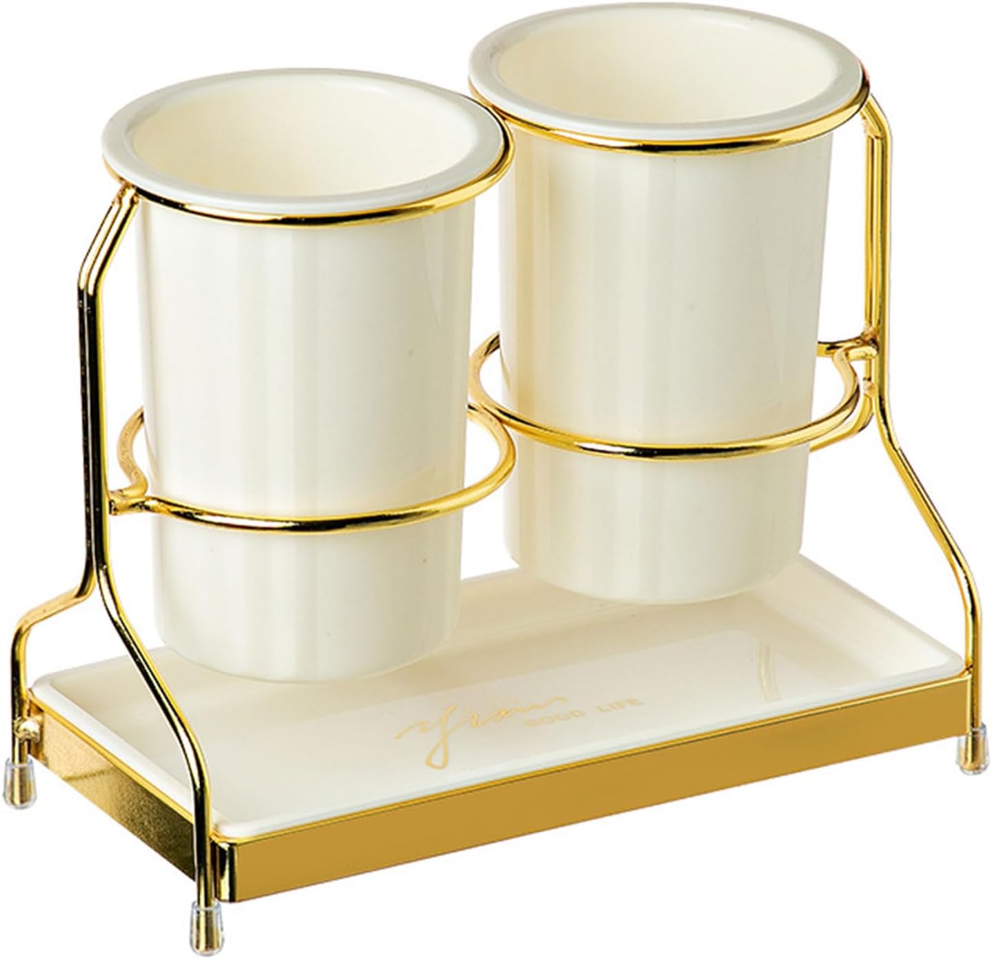 Dxcaicc 2-Piece Tableware Caddy with Metal Rack, Flatware Caddy and Cutlery Storage Organizer for Kitchen and Table