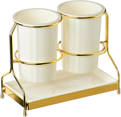 Dxcaicc 2-Piece Tableware Caddy with Metal Rack, Flatware Caddy and Cutlery Storage Organizer for Kitchen and Table