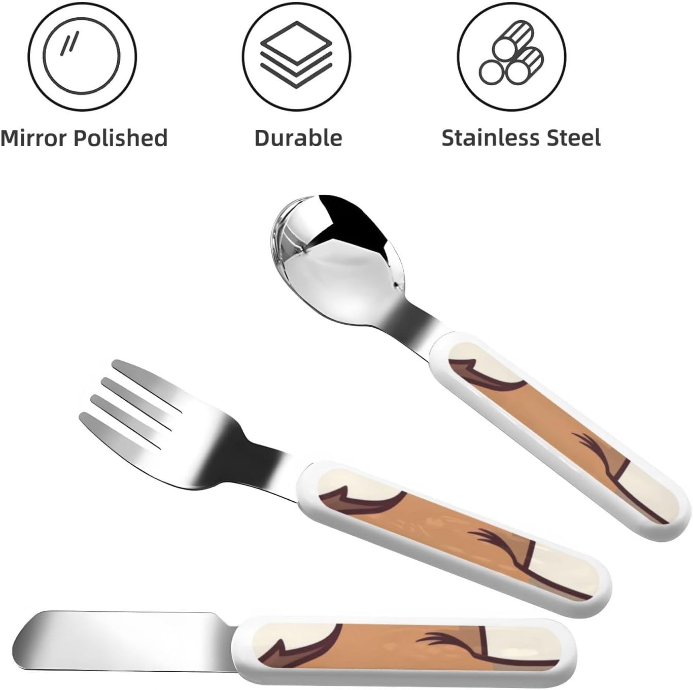 Stainless Steel Kids Silverware Set, Simple Horse Cartoon Utensil Set Reusable Children Safe Knife Spoon Fork Set With Storage Case Dishwasher Safe For Lunch, Travel Outdoors