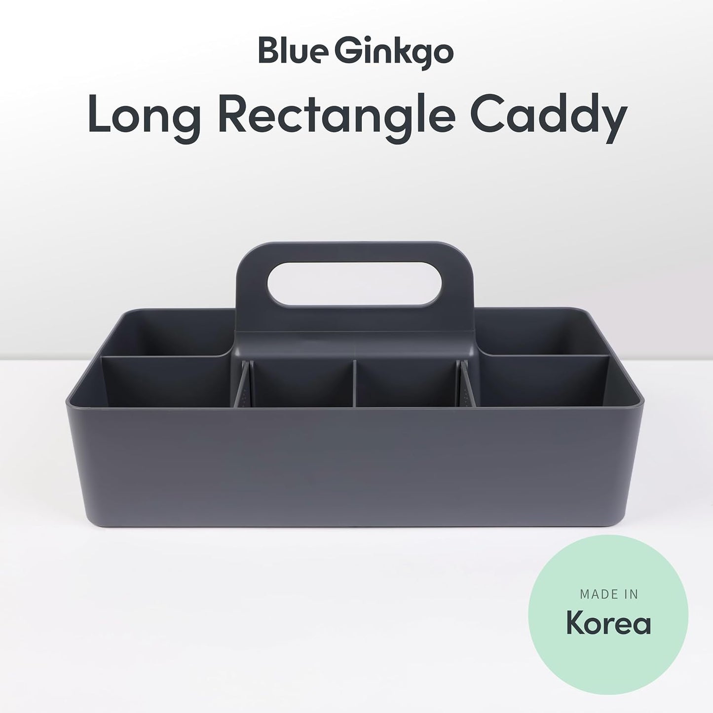 BLUE GINKGO Stackable Organizer Caddy – Korean-Made Portable Tote for Bathroom, Office, Crafts, or School Supplies (Rectangle, White)