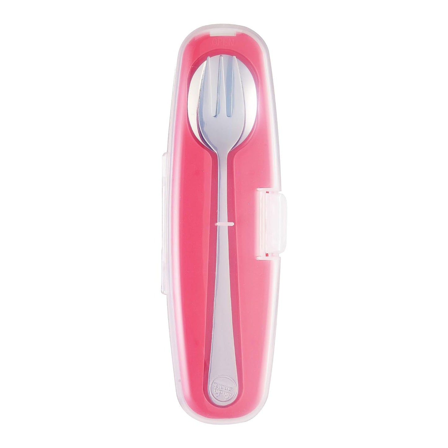 Innobaby Din Din Smart Stainless Steel Spoon and Fork with Carrying Case. Utensil Set for Kids and Toddlers. BPA Free. Blue.