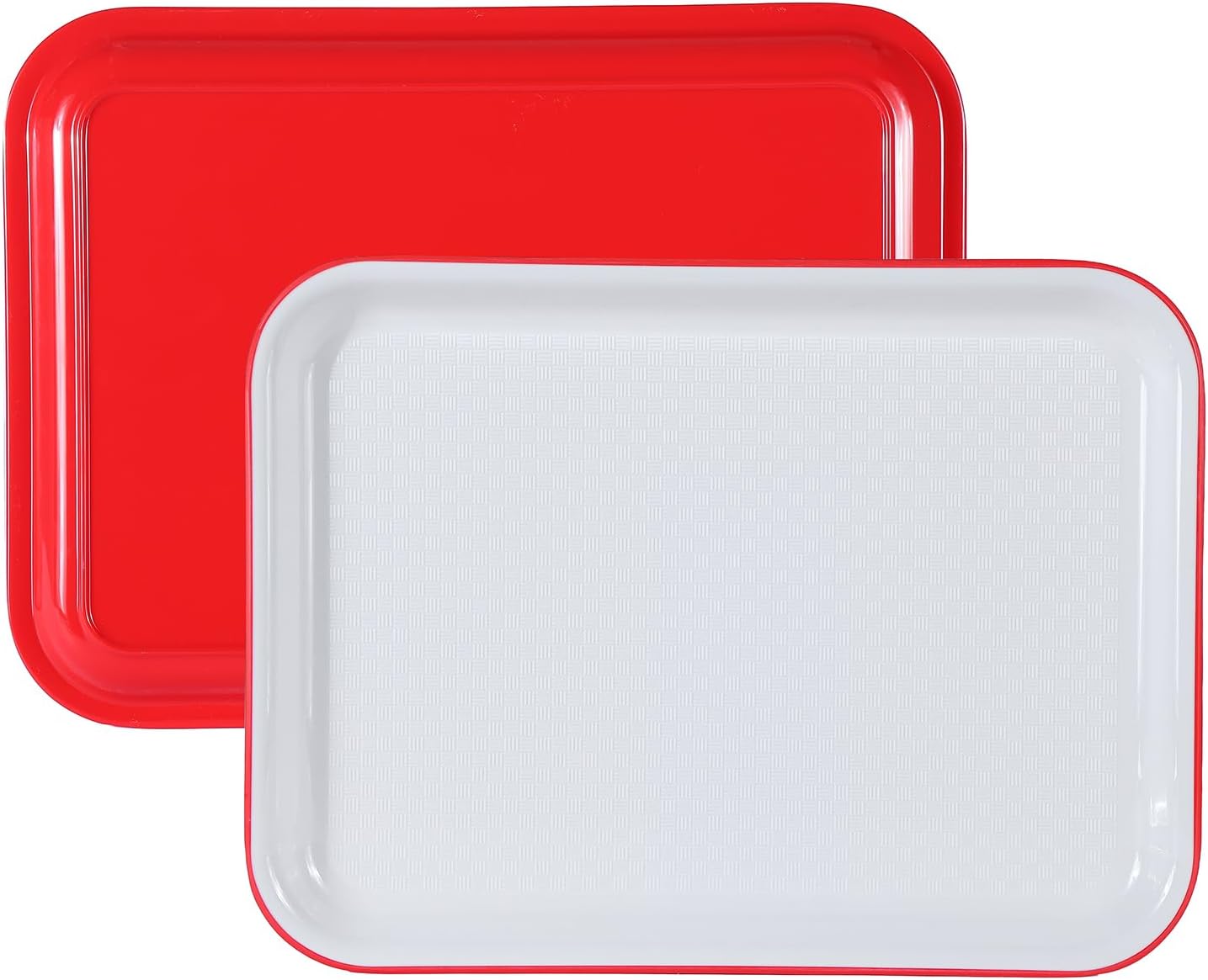 2pcs Melamine Serving Trays Set Two Tone 14.5" x 11" Large White Black Reusable Serving Platters for Cookie, Appetizer, Snack, Dessert, Party Food Display, Rectangular Party Trays and Platters