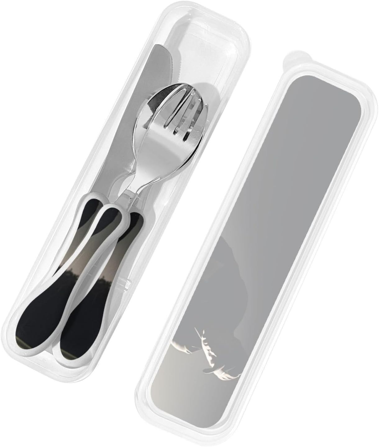 3-Piece Kids Silverware Set With Storage Case, Stainless Steel Reusable Children Safe Knife Spoon Fork Set Cute Kittens Children Flatware Set For Kids Lunch Box