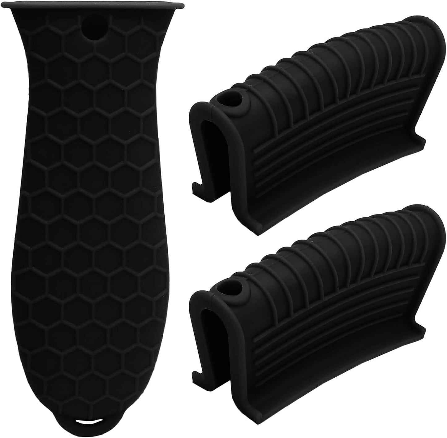 4 Pack Cast Iron Handle Covers, Heat Resistant Silicone, Black