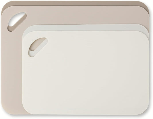 4-Piece Poly Cutting Mats Set - 2 Sizes (SM 7.5"x11.4", MD 9.8"x13.4") | Cream Color, BPA-Free Polypropylene, Easy to Clean, Non-Slip for Food Prep (Fruits, Veggies, Meats)