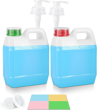 2 Pack 1 Gallon Graduated Jugs with Pumps and Measuring Caps