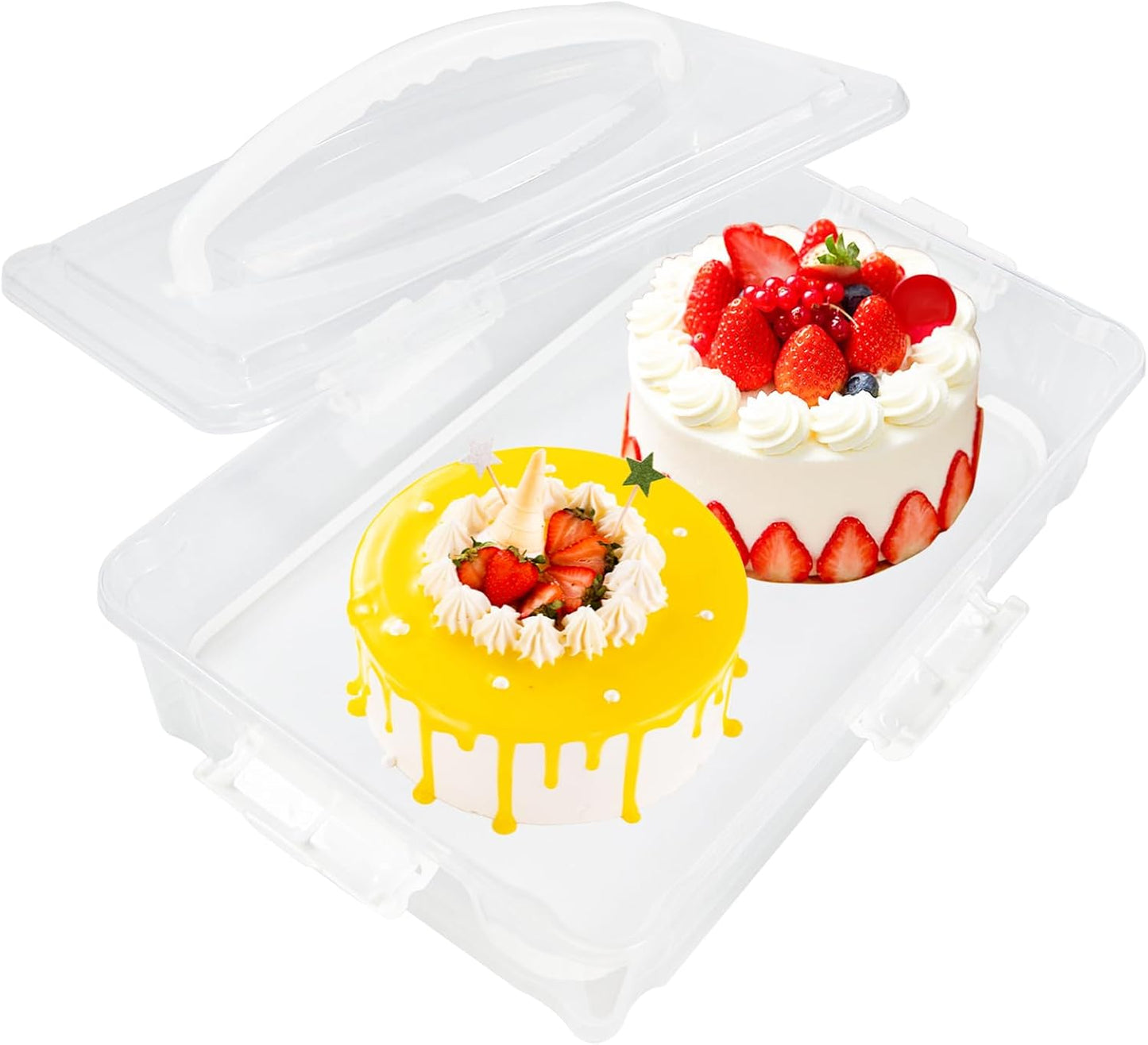 1Pack White Plastic Cake and Cupcake Carrier Holder, Large Portable Storage Container for Storing 12 Cupcakes or 1 Large Cake