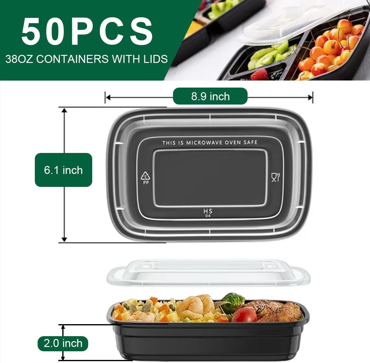 Meal Prep Containers [20 Pack] 1 Compartment 32OZ Food Storage Containers with Lids, Reusable Bento Boxes, BPA Free, Stackable, Microwave/Dishwasher/Freezer Safe