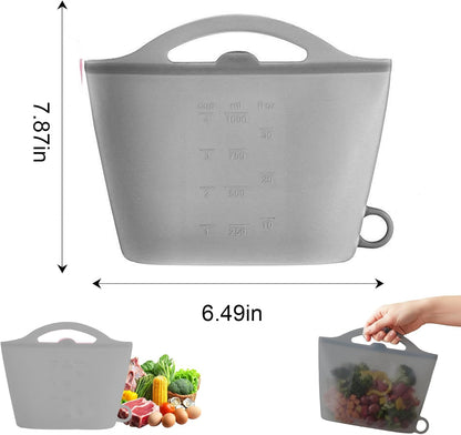 3-Piece Silicone Food Storage Containers Set Leakproof Reusable Kitchen Pantry Freezer Organization Stackable(Transparent)