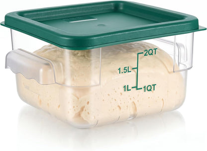 Ziliny 1 Pcs 4 Qt Clear Square Dough Proofing Container with Lid, Red
