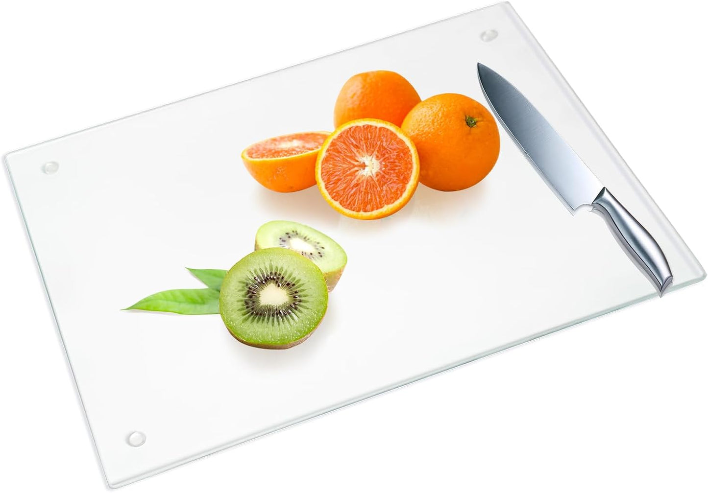 JAMBALAY Tempered Glass Cutting Boards for Kitchen, 16"x12" Clear Glass Cutting Board Set, 2Pcs Chopping Board with Rubber Non Slip Feet, Heat Resistant, Shatter Resistant, Dishwasher Safe