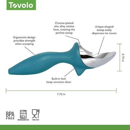 Tovolo Ice Cream Scoop Stratus Blue Dishwasher Safe Heavy Duty Ice Cream Scooper with Elevated Tilt Up Design, Heat Retaining Ice Cream Scoops with Non Slip Handle for Cookie Dough, Gelato, Sorbet