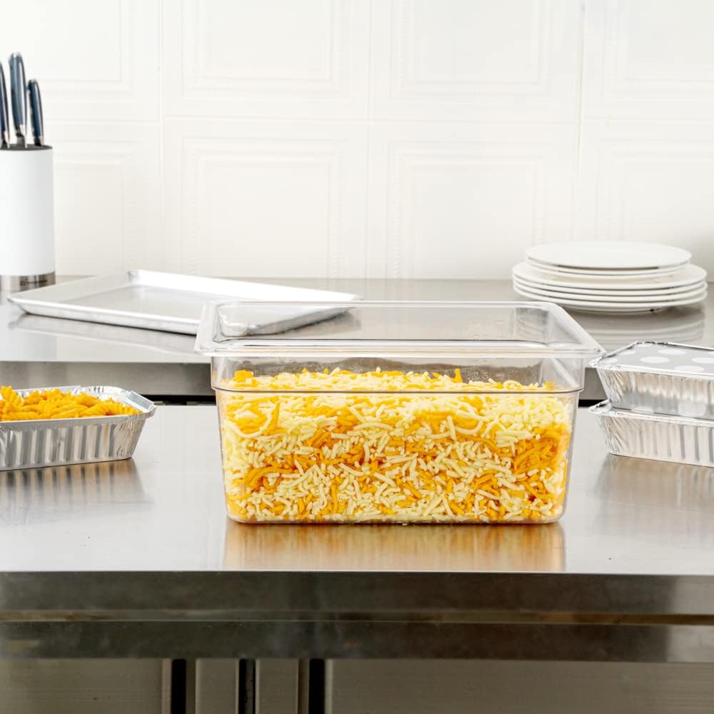 Restaurantware-2.5 Inch Deep Food Pans, 1 1/6 Size Commercial Food Storage Container - Freezable, Break-Resistant, Clear Plastic Cold Pans, Dishwashable, For Kitchens, Restaurants, Or Cafeterias