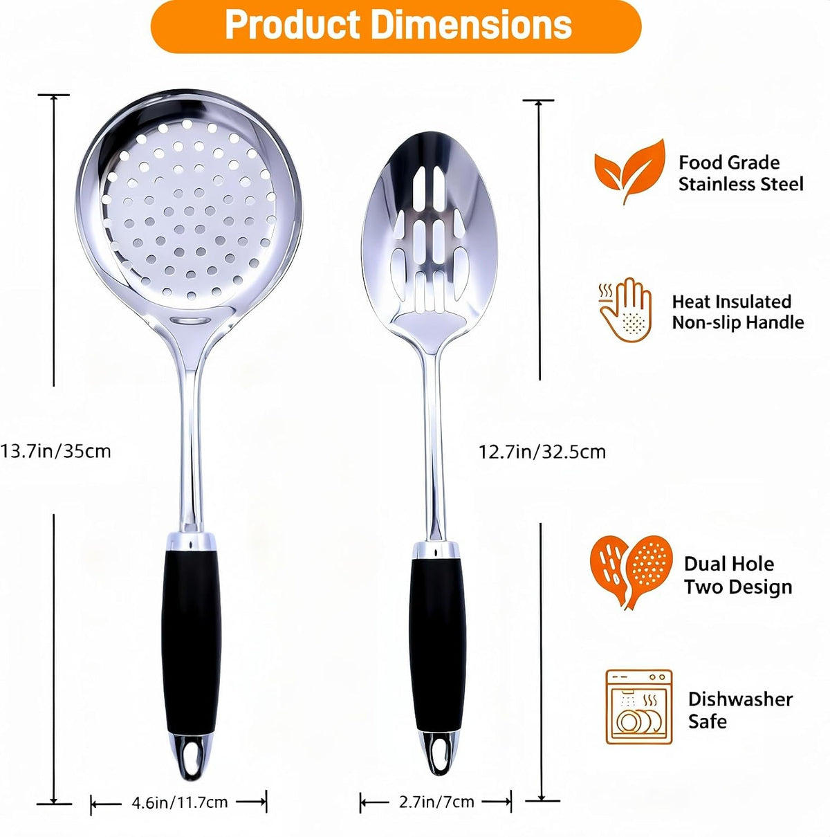 Eryzca Slotted Spoons for Straining, Stainless Steel Spider Strainer