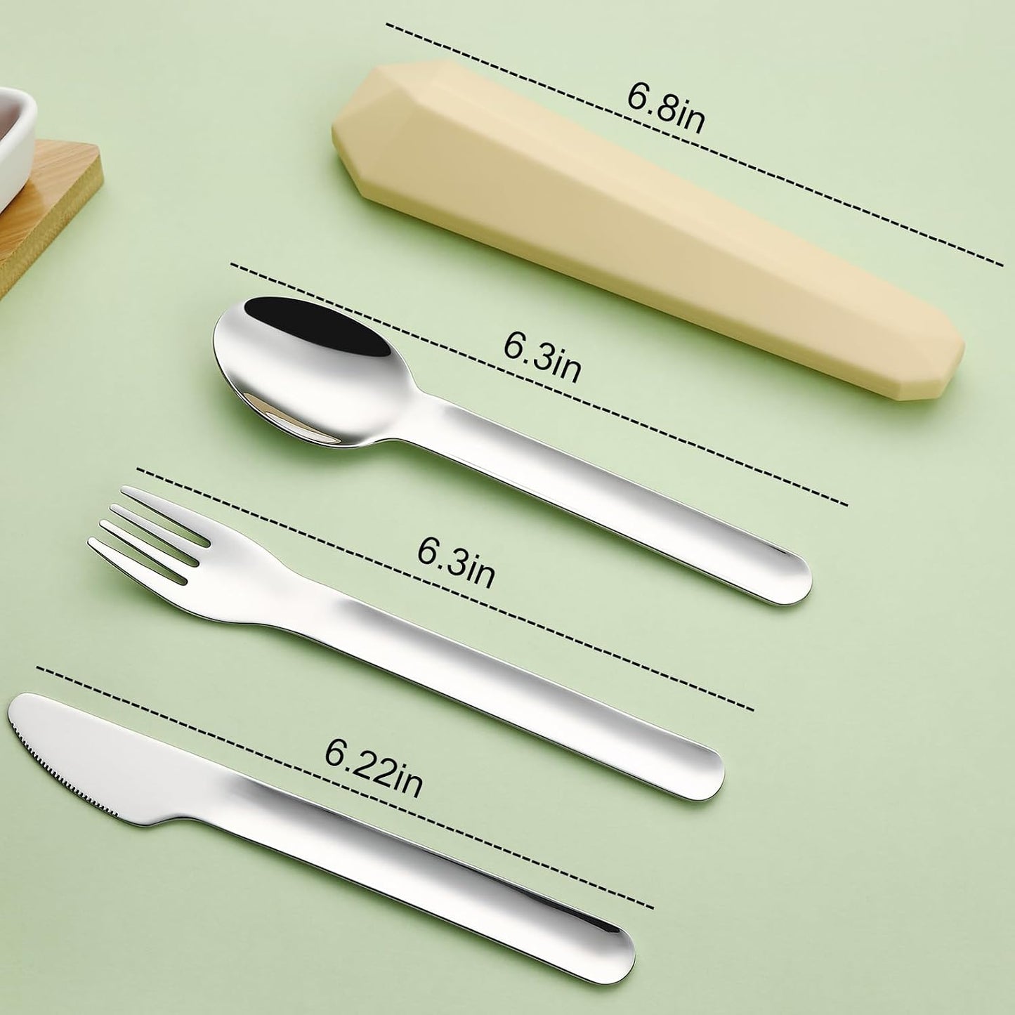 Utensils for Lunch Box Accessories, DEVICO Travel Silverware Set with Case, Camping Flatware Include 18/8 Stainless Steel Knife Fork and Spoon Set, Reusable Portable Cutlery Set for School (Teal)