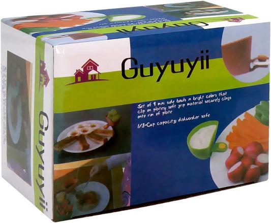 Guyuyii 8-Pack Colorful and Reusable Dip Clips for Plates, Dishwasher Safe