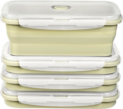 Silicone Food Storage Containers with Lids, 4 Pack Set 27oz/800ml Collapsible Meal Prep Lunch Containers with Airtight Lid & Ven for Kitchen, Camping, Microwave, Freezer and Dishwasher Safe
