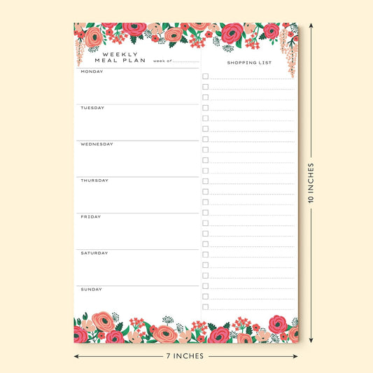 Sweetzer & Orange Floral Weekly Meal Planner and Grocery List Magnetic Notepad. 7x10” Meal Planning Pad with Tear Off Shopping List. Plan Weekly Menu Food for Weight Loss or Dinner List for Family!