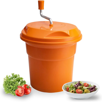 5 Gallon Salad Spinner,Large Capacity Vegetable Friuts Salad Dryer,Commercial Manual Salad Mixer for Restaurants Kitchen & Catering,Green & Orange. (Green, 5 Gallon)