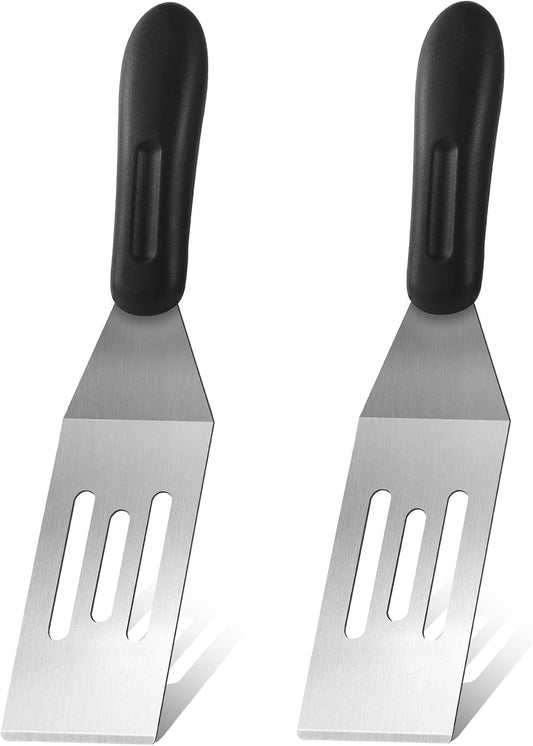 Small Metal Spatula Set, Mini Metal Spatulas for Kitchen Use, Stainless Steel Spatula for Flipping, Serving & Turning Pancakes, Eggs, Brownies, Cookies, Cakes & Desserts (SLOTTED)
