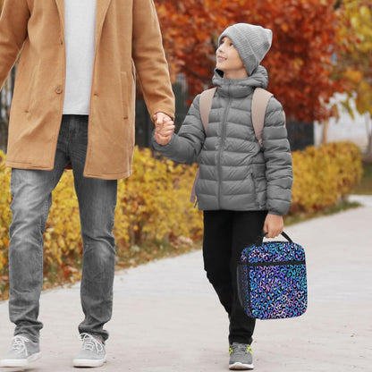 Rainbow Leopard Lunch Box Thermal Cooler Bento Tote Bags Portable Insulated Lunch Bag for Girls Teens, Kids Lunch Bags for School Beach Picnic Travel